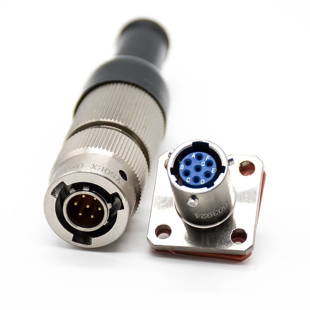 7 Pin Electrical Connectors Straight Bayonet Coupling 08 Shell Size Solder Y50EX Male Butt-Joint Female