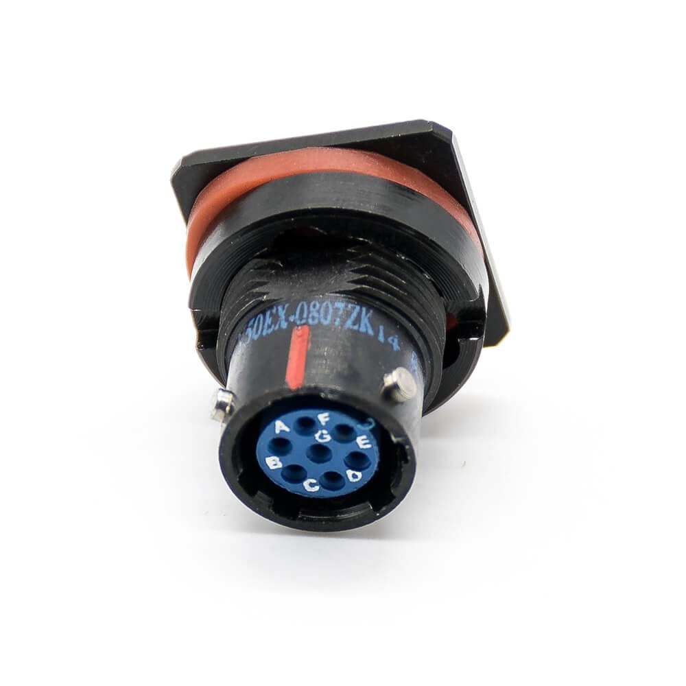 7 Pin Waterproof Connector Y50EX Socket 08 Shell Size Female Straight Bayonet Coupling PCB Mount Front Bulkhead With Dust Cover