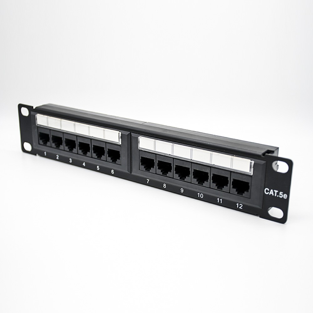 Cat5e Patch Panel 12 Ports Through Hole Panel Mount