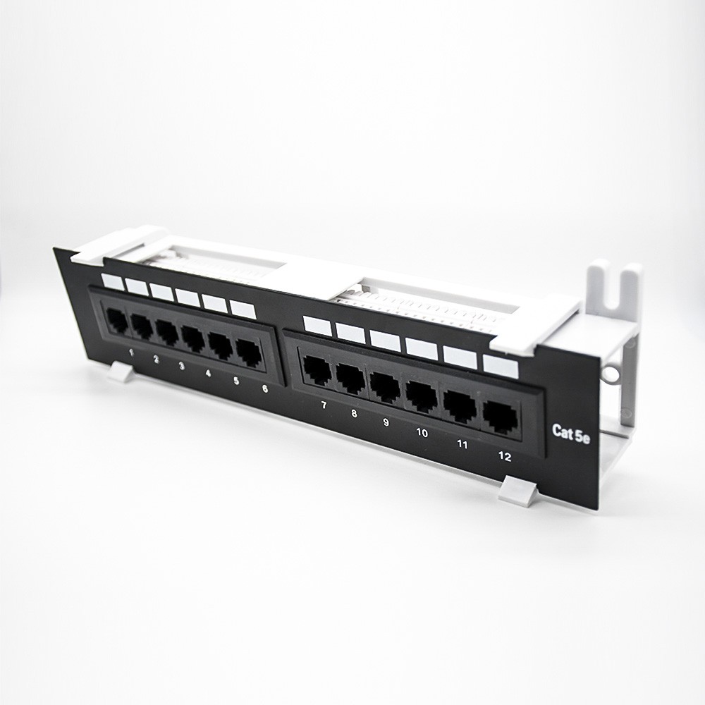 Cat5e Patch Panel 12 Ports Through Hole Panel Mount