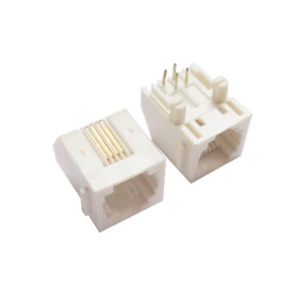 3pcs RJ11 Telephone Jack 6P4C Female White Right Angle Connector without Led