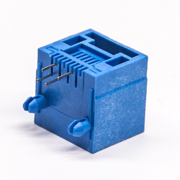 6P4C RJ11 Blue Plastic Unshielded Socket Right Angled Through Hole