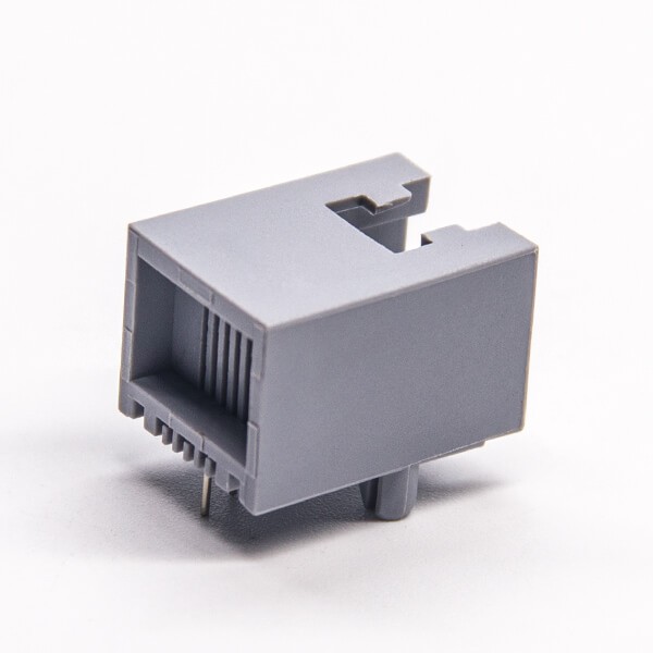 RJ11 Connector Right Angled 6P2C Unshielded Jack Gray Plastic Through Hole PCB Mount