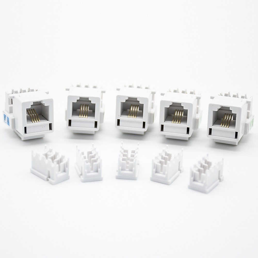 RJ11 Socket Module 4P4C Single Port White PCB Mount Unshielded CAT3