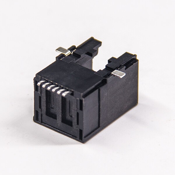 RJ12 Modular Connector Right Angled SMT Black Plastic 6p6c