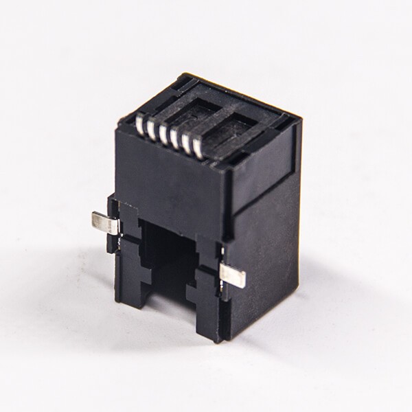 RJ12 Modular Connector Right Angled SMT Black Plastic 6p6c