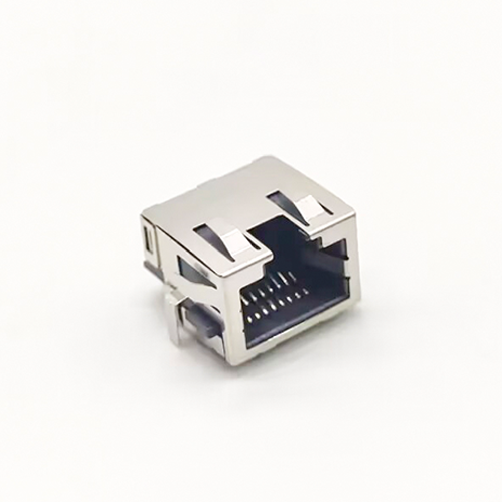 2pcs RJ45 PCB Mount 1x1 Port Low Profile Thru-Hole Tab-UP Female