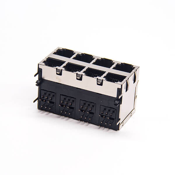 2x4 RJ45 Jack Modualr Connector Shielded Jack Through Hole PCB Mount