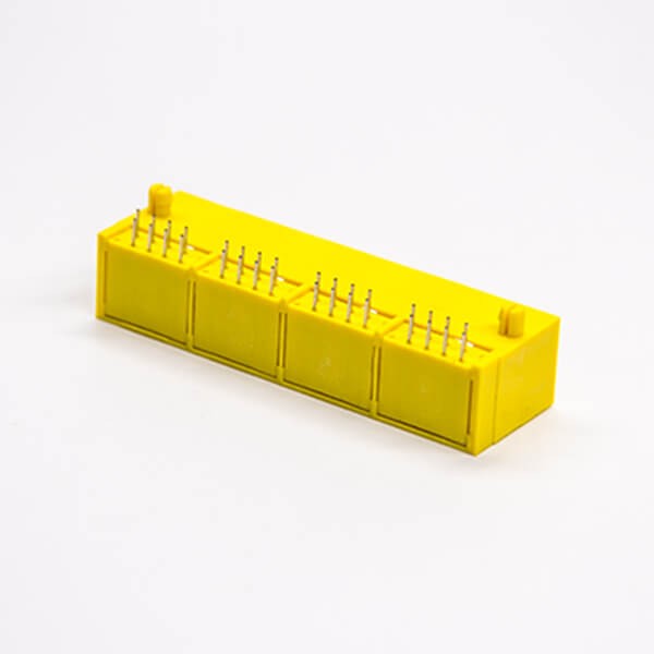 8p8c Socket Yellow Shell 4 Port Angled Unshielded Through Hole PCB Mount Without LED