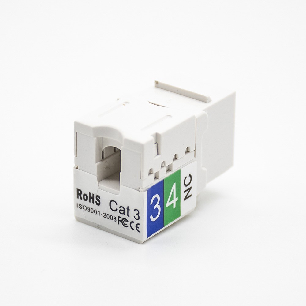 CAT3 RJ11 90°Angled Panel Mount Unshielded Single Port RJ11 Jack Telephone Interface