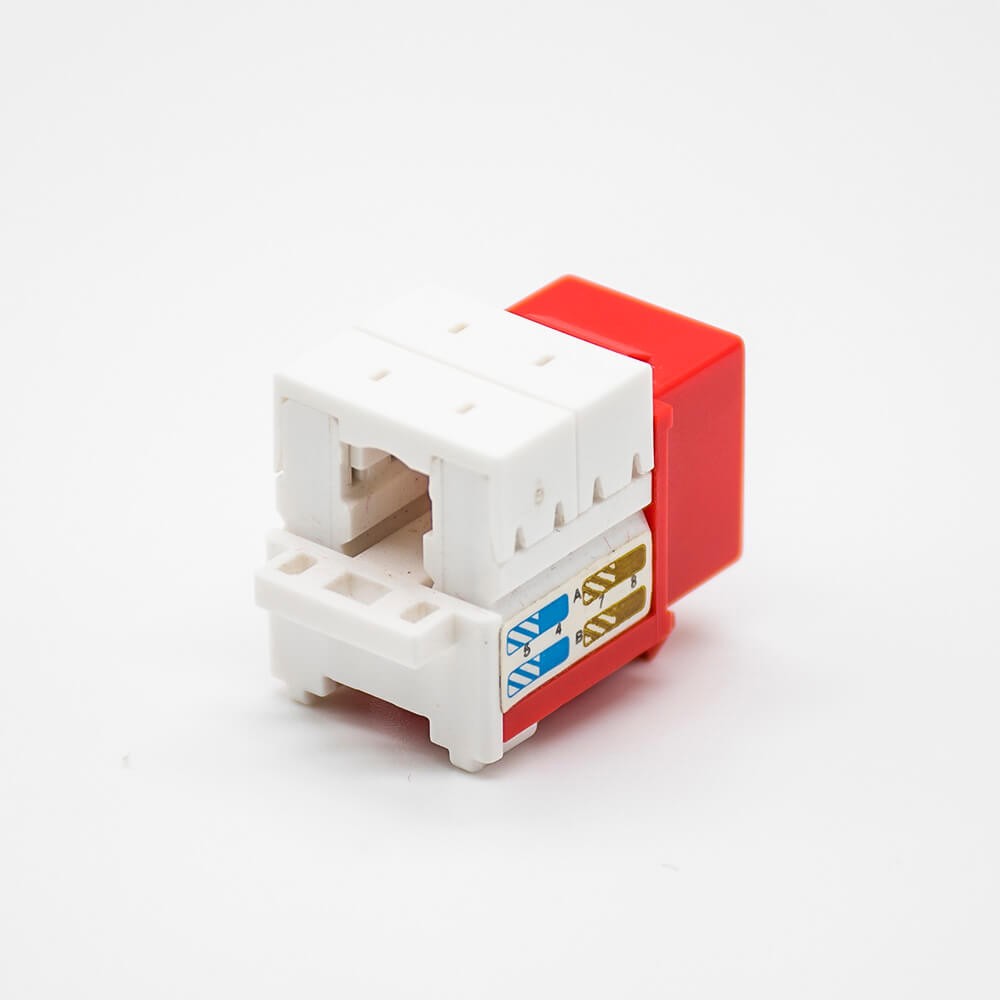 Cat6 RJ45 UTP Keystone Jack Angled Through Hole Socket Red Network Module