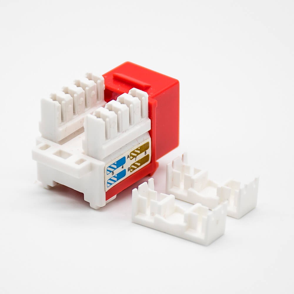 Cat6 RJ45 UTP Keystone Jack Angled Through Hole Socket Red Network Module