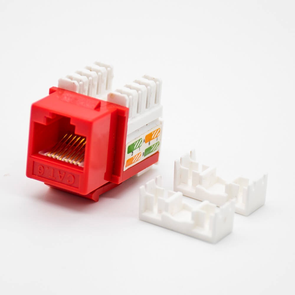 Cat6 RJ45 UTP Keystone Jack Angled Through Hole Socket Red Network Module