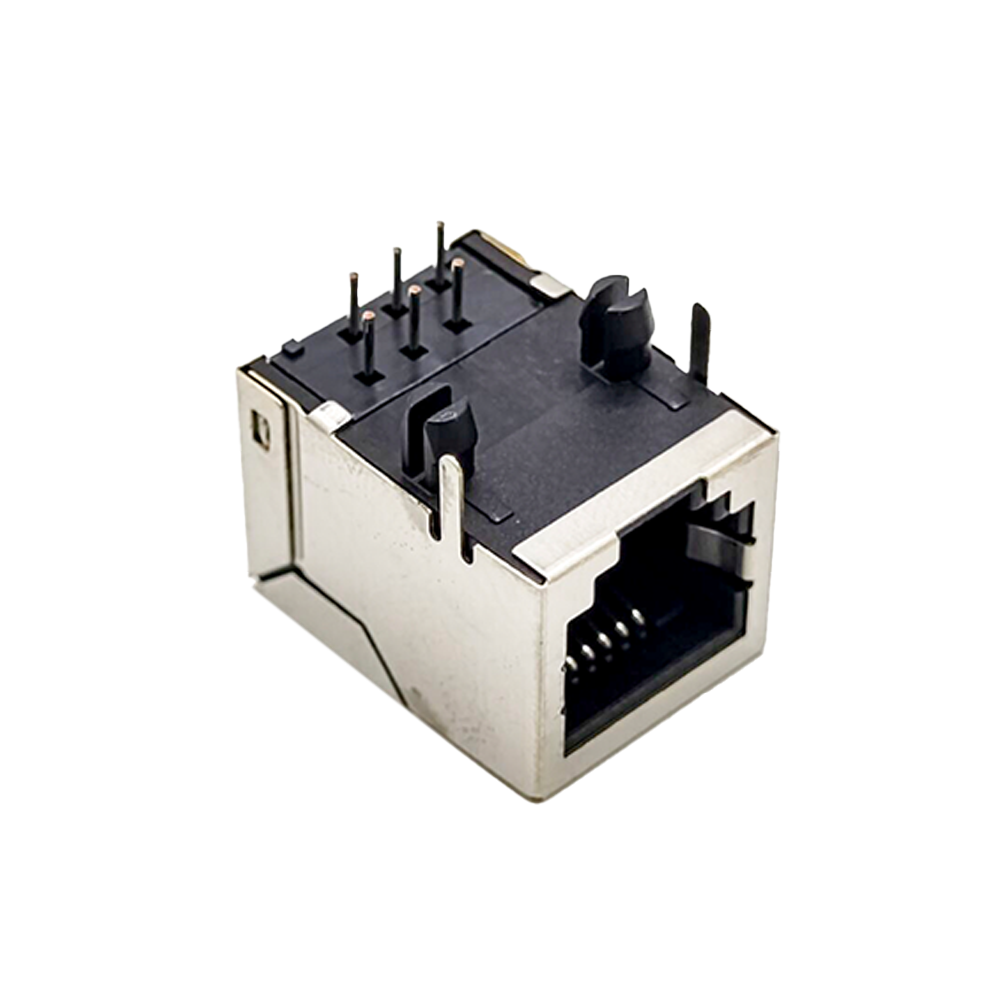 RJ12 Ethernet Port PCB Mount Shielded Jack Through Hole Right Angled