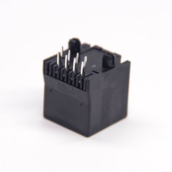 RJ45 180 Degree Couple Black Plastic Unshielded Jack without LED PCB Mount