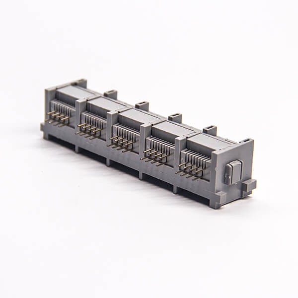 RJ45 5 Port 8P8C Jack 1x5 Right Angled Through Hole Without LED