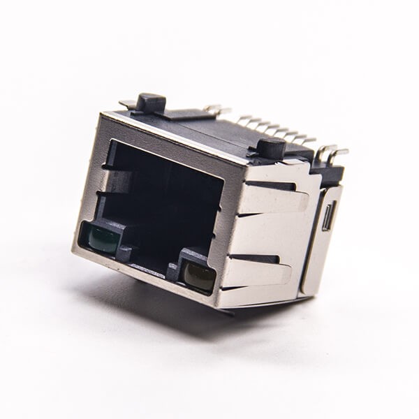 RJ45 8p8c Jack Connector SMT PCB Mount with LED Shielded RJ45 with EMI