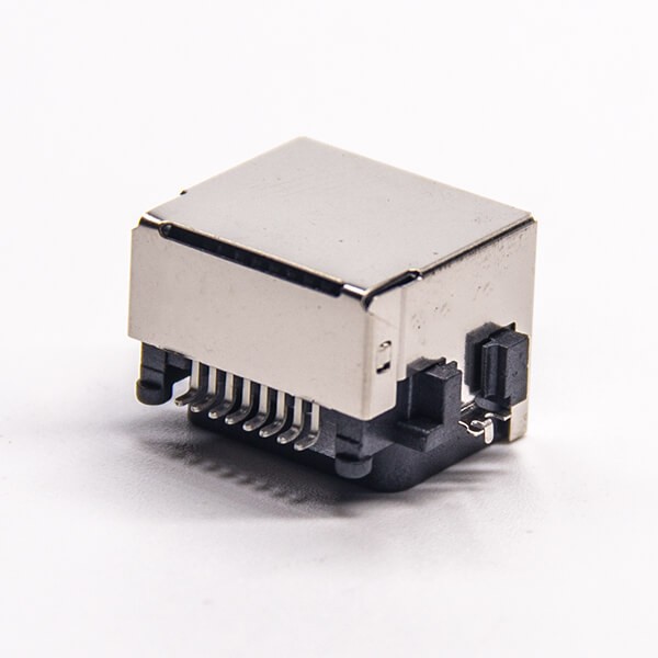 RJ45 Connectors Female SMT PCB Mount Offset 90 Degree without LED 8p8c