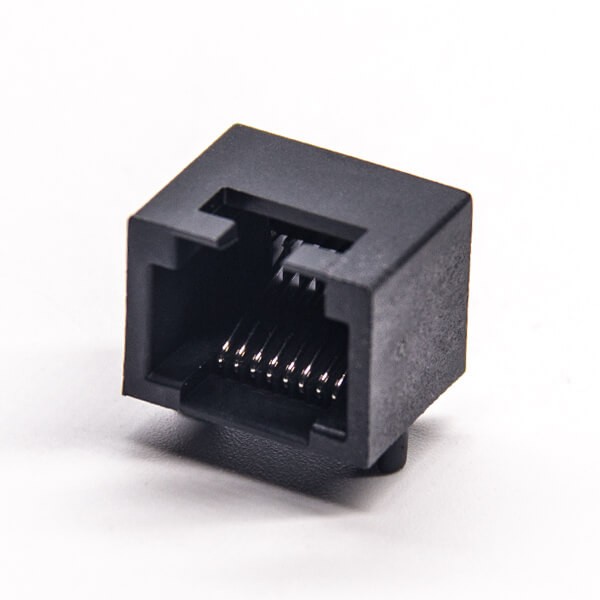 RJ45 Coupler Black Unshielded Socket 8p8c Right Angled Through Hole for PCB Mount