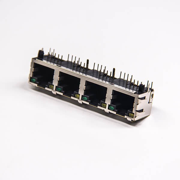 RJ45 Ethernet Connectors Modular Jack 1x4 with EMI Through Hole with LED