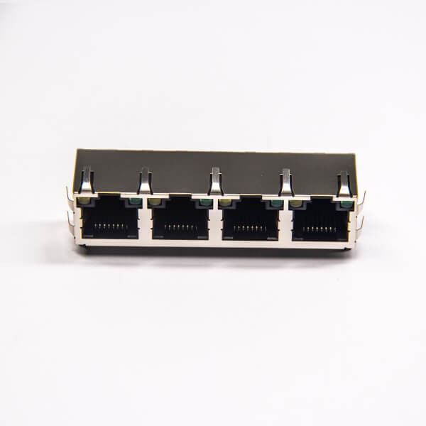 RJ45 Ethernet Connectors Modular Jack 1x4 with EMI Through Hole with LED