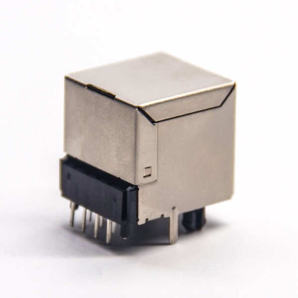 RJ45 Port Right Angled Female Single 8P8C with Shield without LED DIP PCB Mount