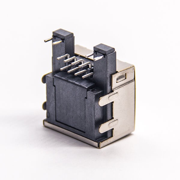 RJ45 Right Angle Shielded Jack 8P8C Through Hole for PCB Mount with LED 20pcs