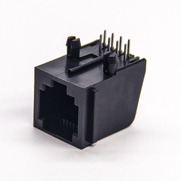 RJ45 Unshielded Black Plastic Shell 90 Degree Socket Through Hole without LED 20pcs