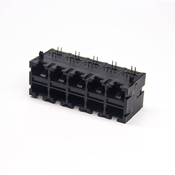 2*5 RJ9 Jack Right Angled Black Plastic Unshielded 4P4C