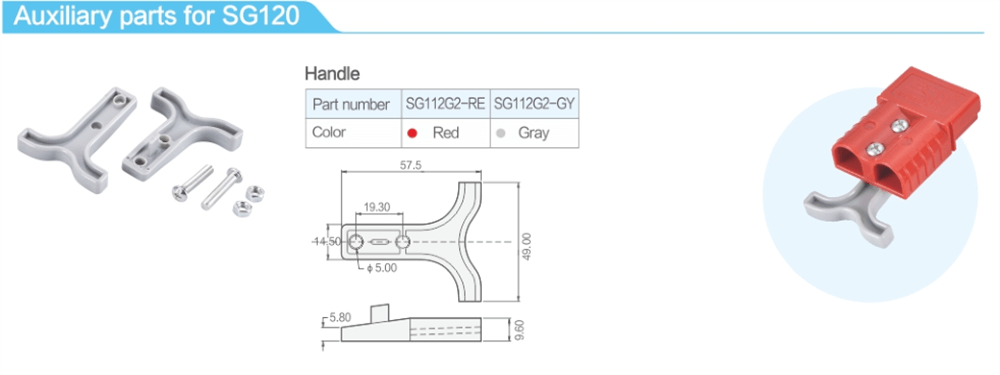 2 Way 600V 120Amp Grey Housing Battery Power Cable Connector with Red Color Cable fix plug