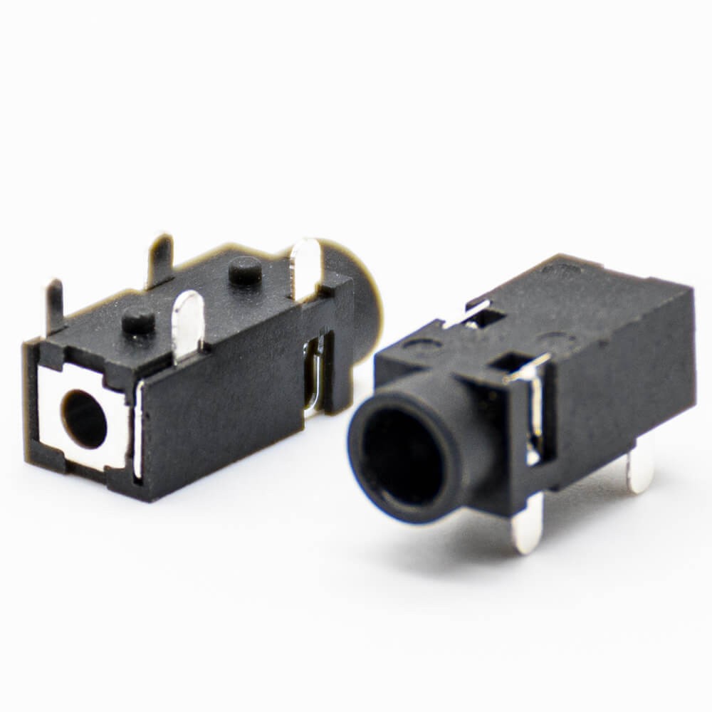 DC Power Connector Solder Lug Unshiled Right Angle Black Plastic Female Jack Through Hole