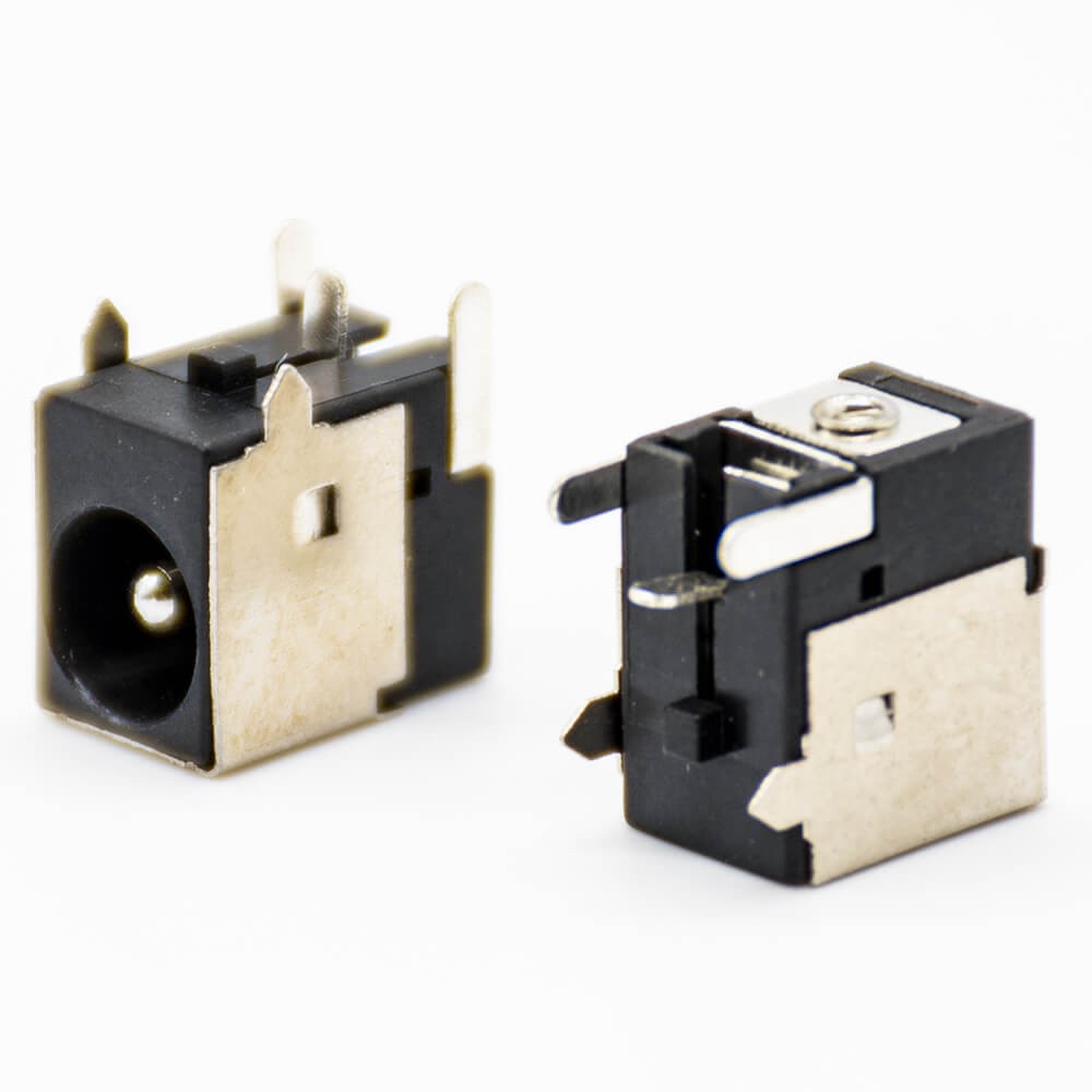 DC Power Connectors Male Through Hole Right Angle Solder Lug Unshiled Plastic