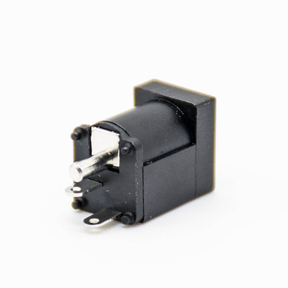 DC Power Jack Connector Male Unshile Black Plastic Through Hole Solder Lug Straight