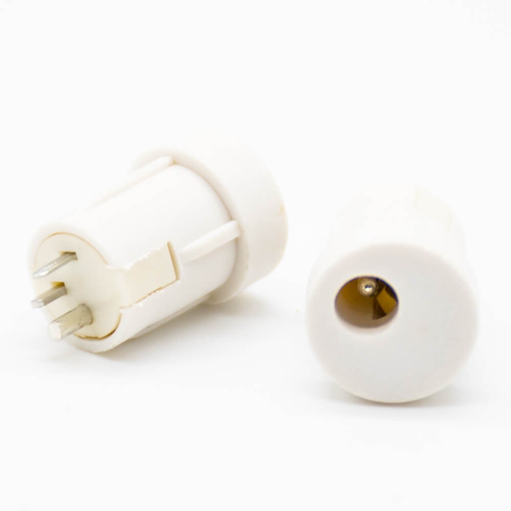 DC Power Jack Connector Plastic White Unshiled Female Through Hole Straight Solder Lug