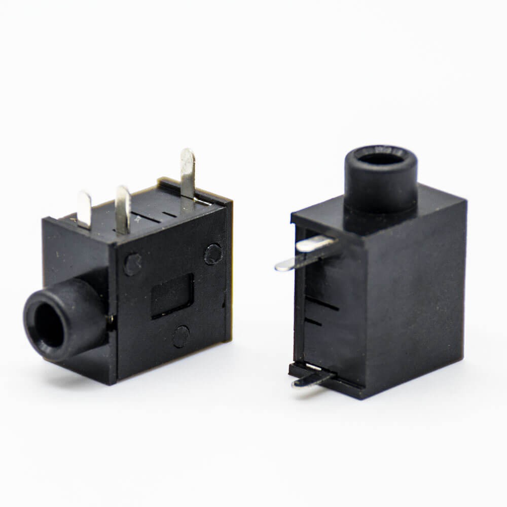 Power Connector Socket Right Angle Through Hole Solder Lug Black Plastic Unshiled DC Female Jack