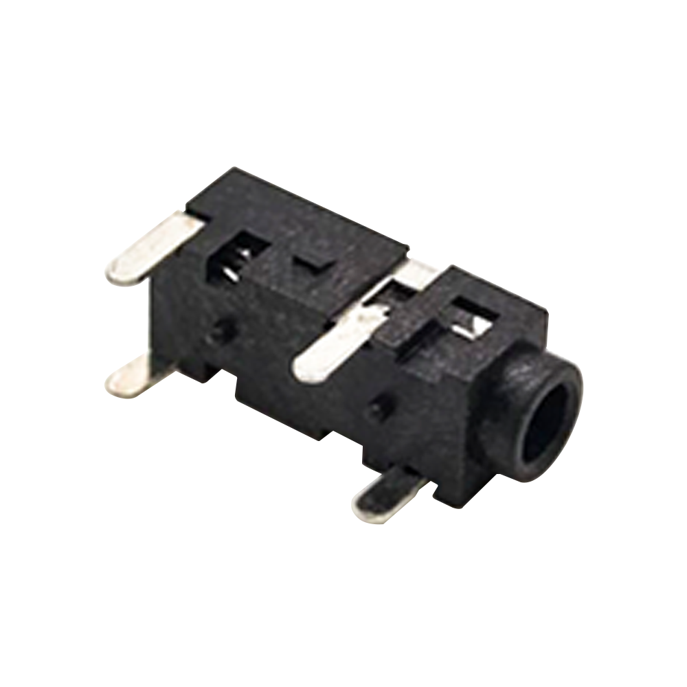 Power Socket Connector Female Jack Unshiled Black Plastic Through Hole 90° Solder Lug