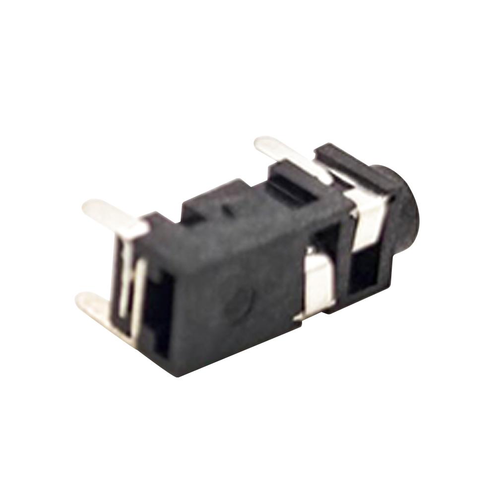 Power Socket Connector Female Jack Unshiled Black Plastic Through Hole 90° Solder Lug