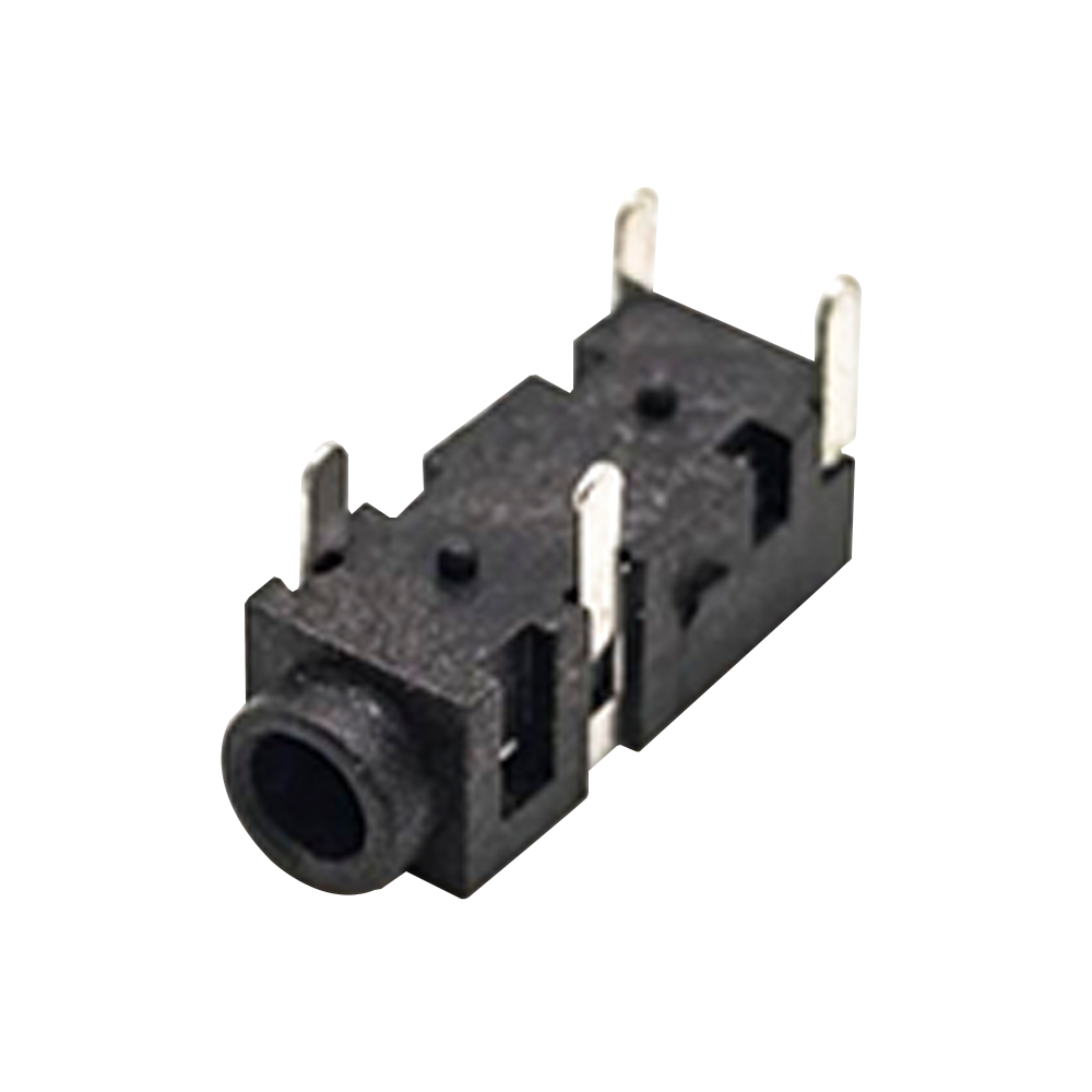 Power Socket Connector Female Jack Unshiled Black Plastic Through Hole 90° Solder Lug