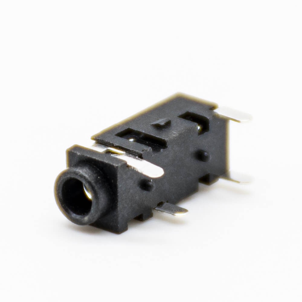 Power Socket Connector Female Jack Unshiled Black Plastic Through Hole 90° Solder Lug