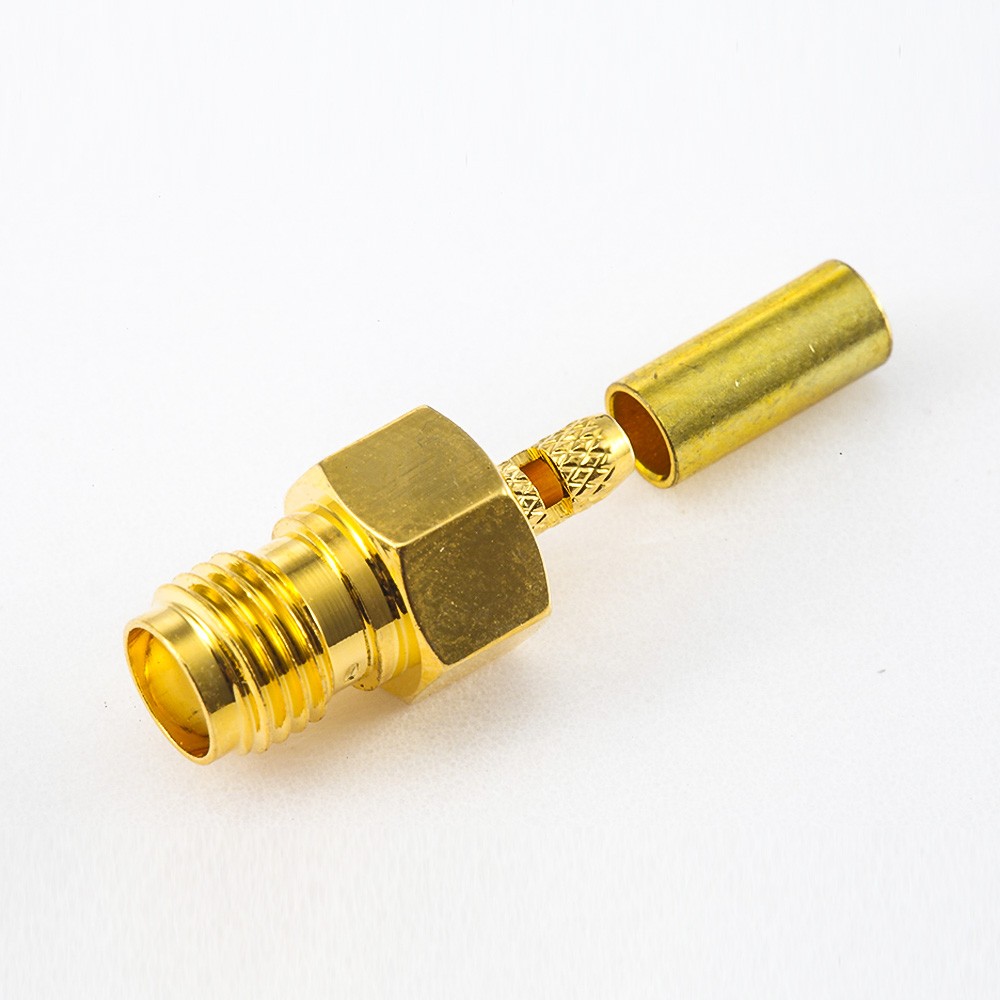 Cable RG174/RG316/LMR100 SMA Connector Female 180 Degree Crimp Window Solder