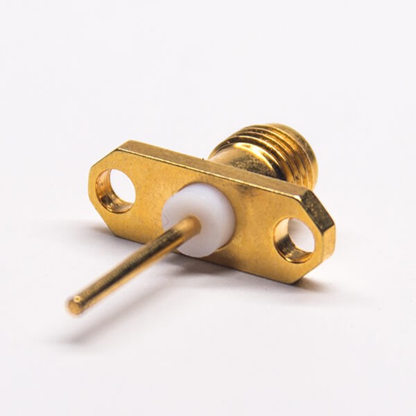 Gold Plated SMA Female Flange 2 Holes for PCB Mount