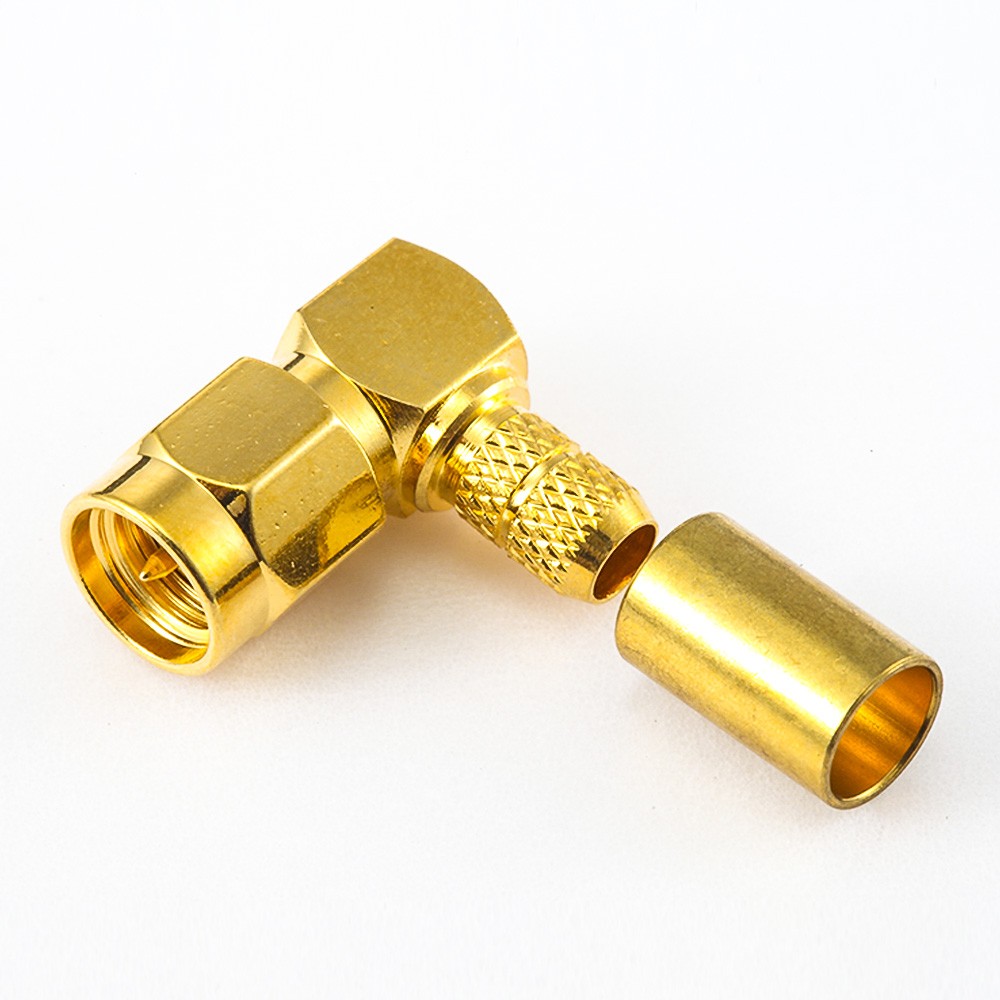 Male SMA Connector Right Angle Crimp for RG58/RG142/SYV50-3