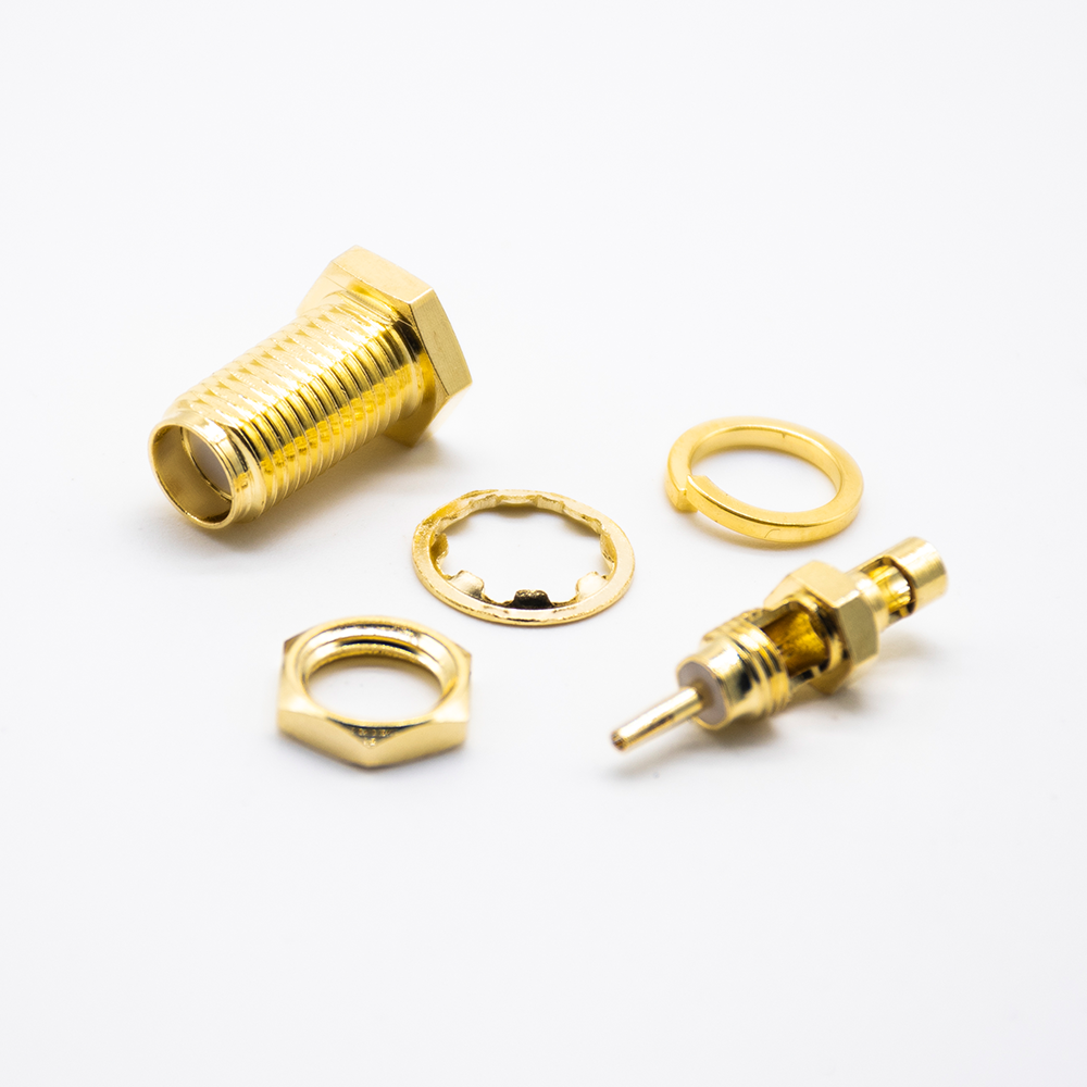 SMA Cable 50 Ohm Connector Female 180 Degree Panel Mount Front Bulkhead Crimp With Solder for RG178/1.37mm/1.45mm