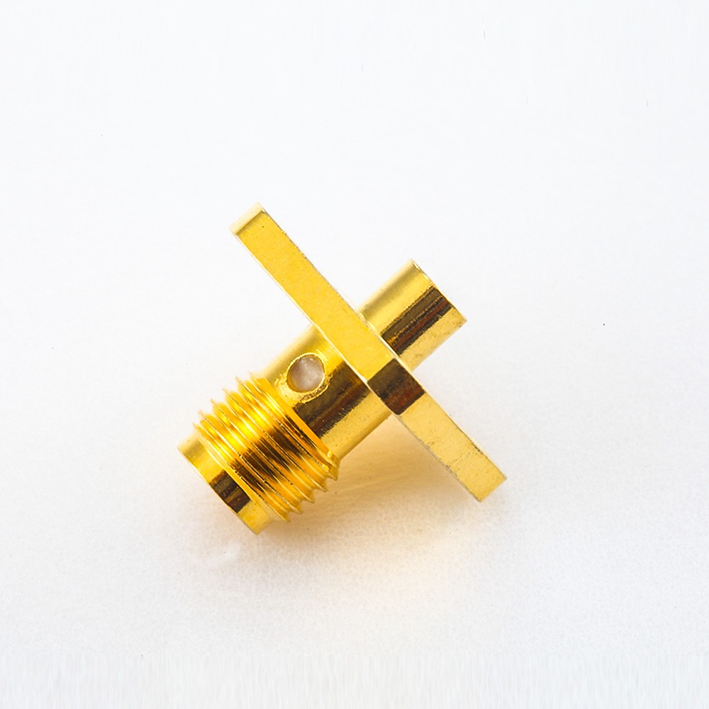 SMA Cable Connector Female Straight 4 Holes Flange Solder for Semi-soft/semi-rigid-2