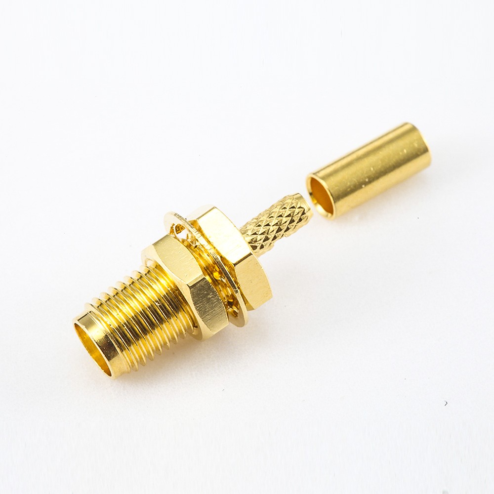 SMA Connector Female 180 Degree Panel Mount Front Bulkhead Crimp for RG174/RG316/LMR100