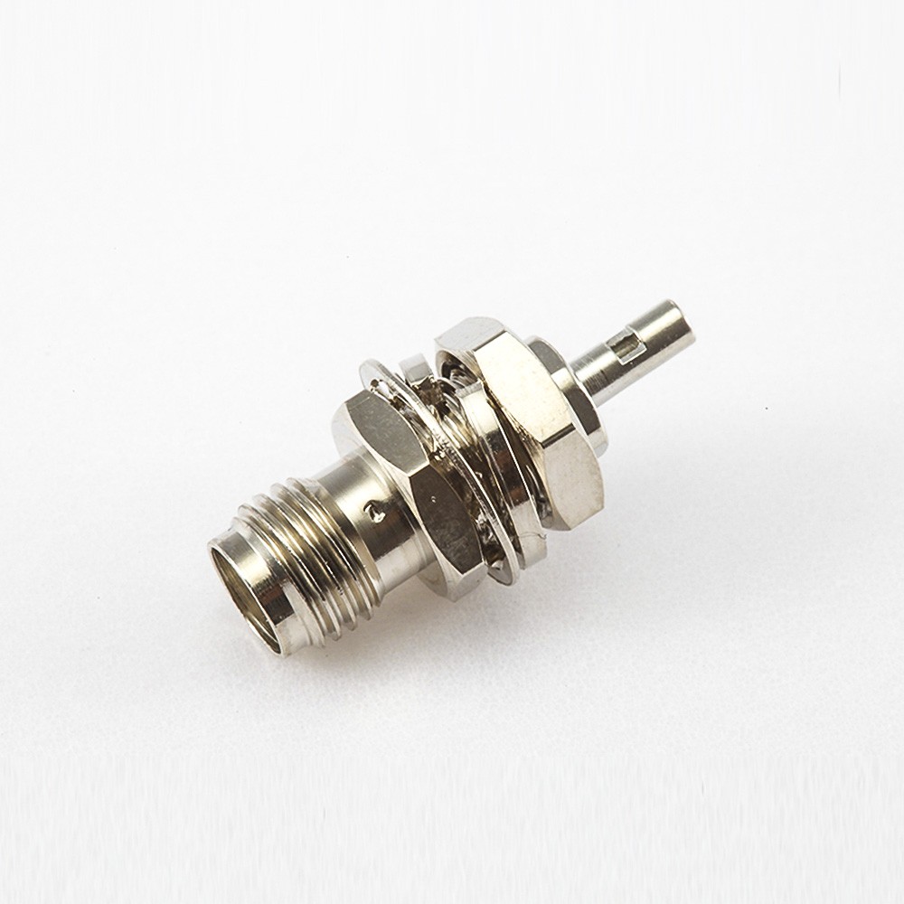 SMA Connector Female 180 Degree Panel Mount Front Bulkhead Nickel Plating Crimp With Solder for 1.13MM Cable