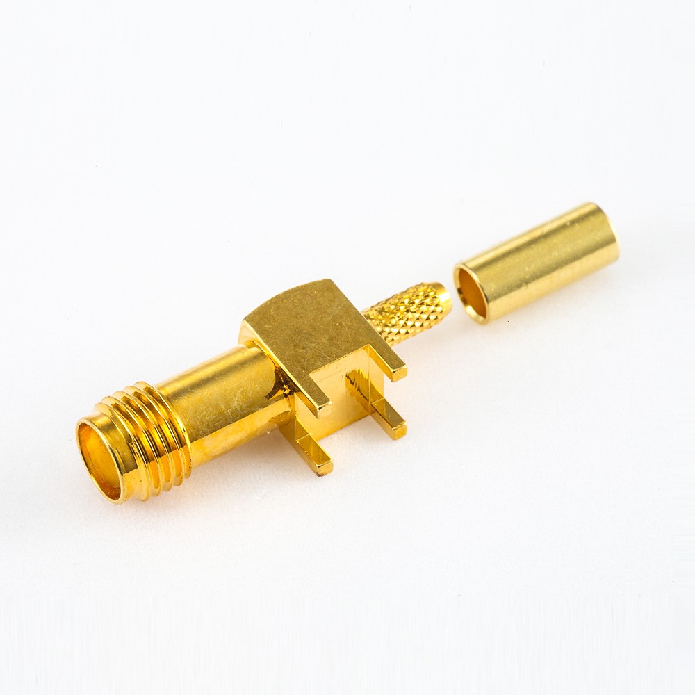 SMA Connector Female 50 Ohm 90 Degree PCB Mount Through Hole Crimp for RG316/RG174/LMR100