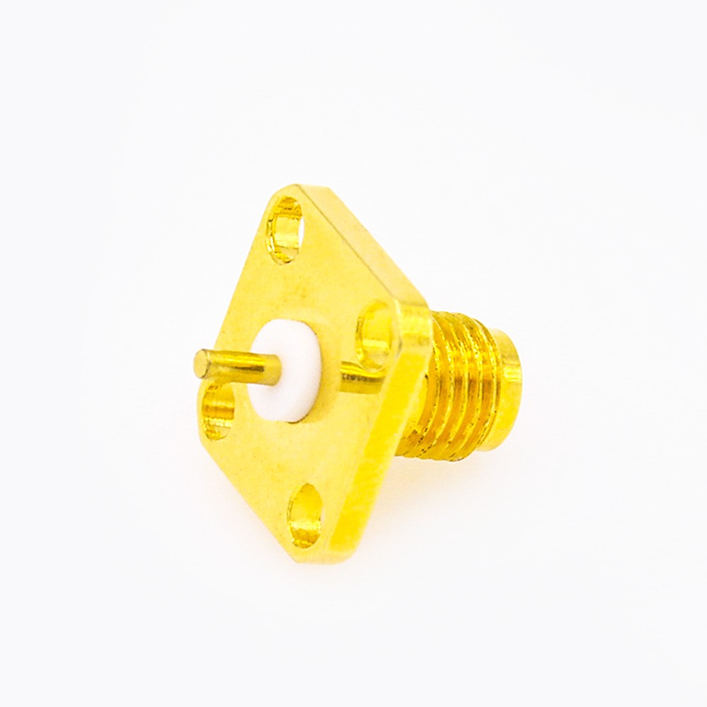 SMA Connector Flange Mount 4 Holes Straight Female for PCB Mount Welding Plate