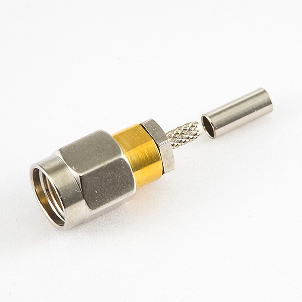 SMA Connector Male Crimp for 1.13mm/1.32MM/1.37MM Cable 180 Degree