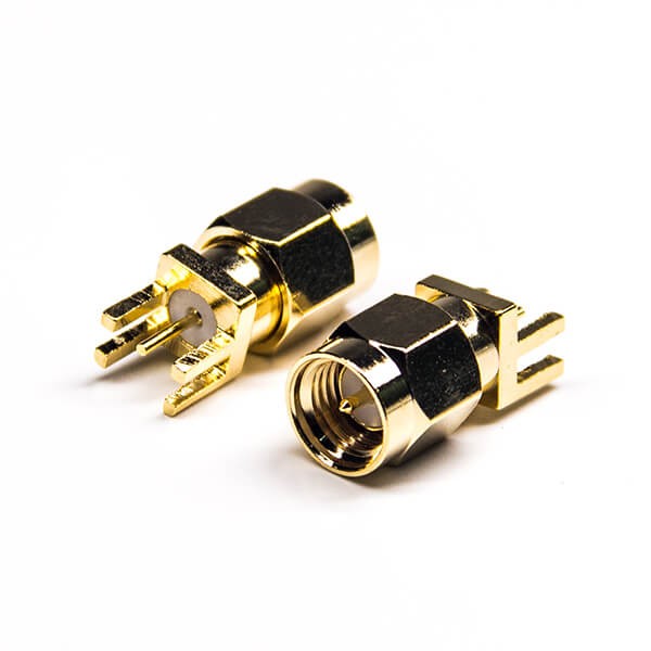 SMA Connector Straight Male Gold Plating 180 Degree Plate Edge Mount